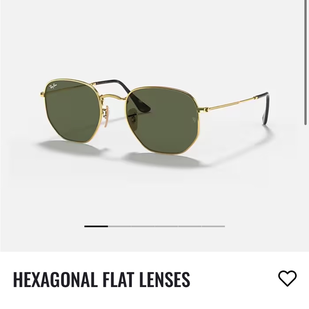 Ray-Ban Hexagonal Sunglasses with Gold Frame and Green Lenses